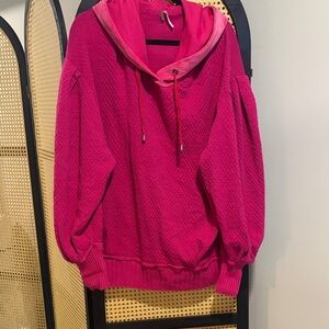 Free People Fuchsia Hooded Sweatshirt